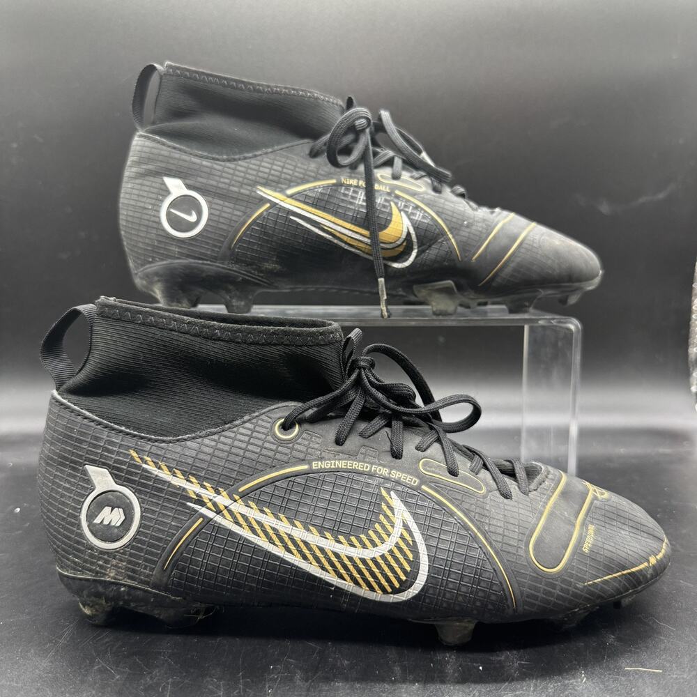 Nike SuperFly 8 Academy Black Gold Youth Size 5.5Y Soccer Turf Shoes DJ2854-007